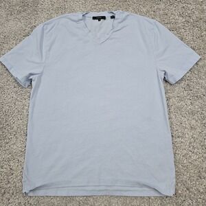 Vince Shirt Mens Medium‎ Blue V-Neck Garment Dye Pullover Short Sleeve Minimal